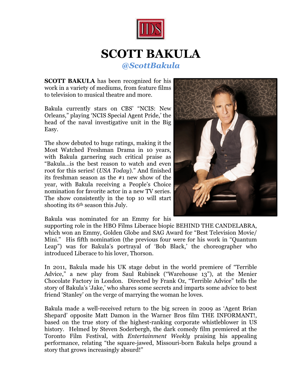 Scott Bakula JDS Bio 2019