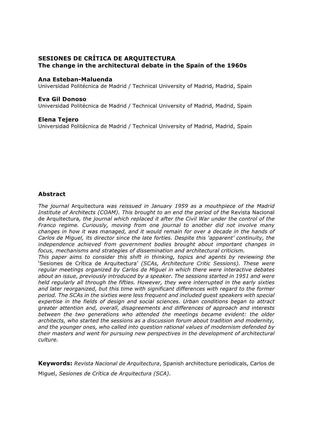 SESIONES DE CRÍTICA DE ARQUITECTURA the Change in the Architectural Debate in the Spain of the 1960S