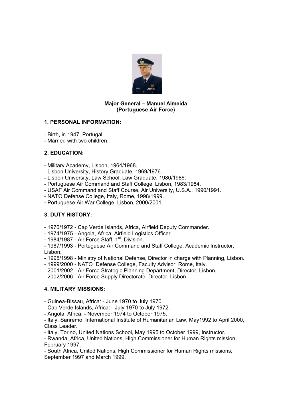 Maj Gen ALMEIDA CV