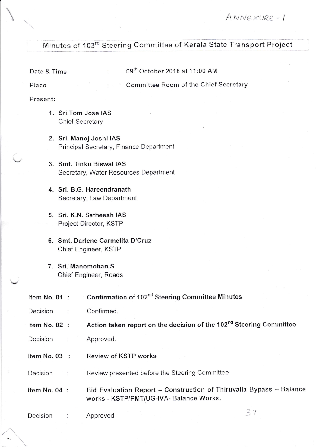103Th Steering Committee Minutes