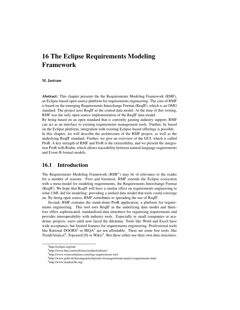 16 the Eclipse Requirements Modeling Framework