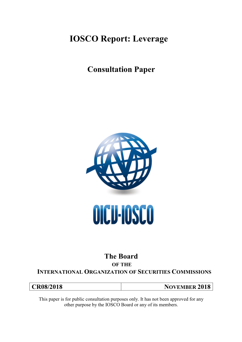 IOSCO Report: Leverage Consultation Paper