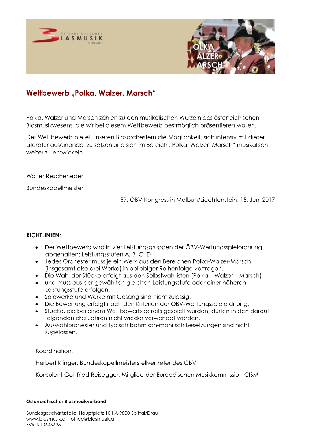 Richtlinien Wettbewerb „Polka, Walzer, Marsch“