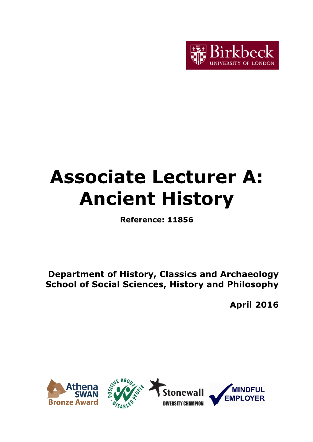 Associate Lecturer A: Ancient History