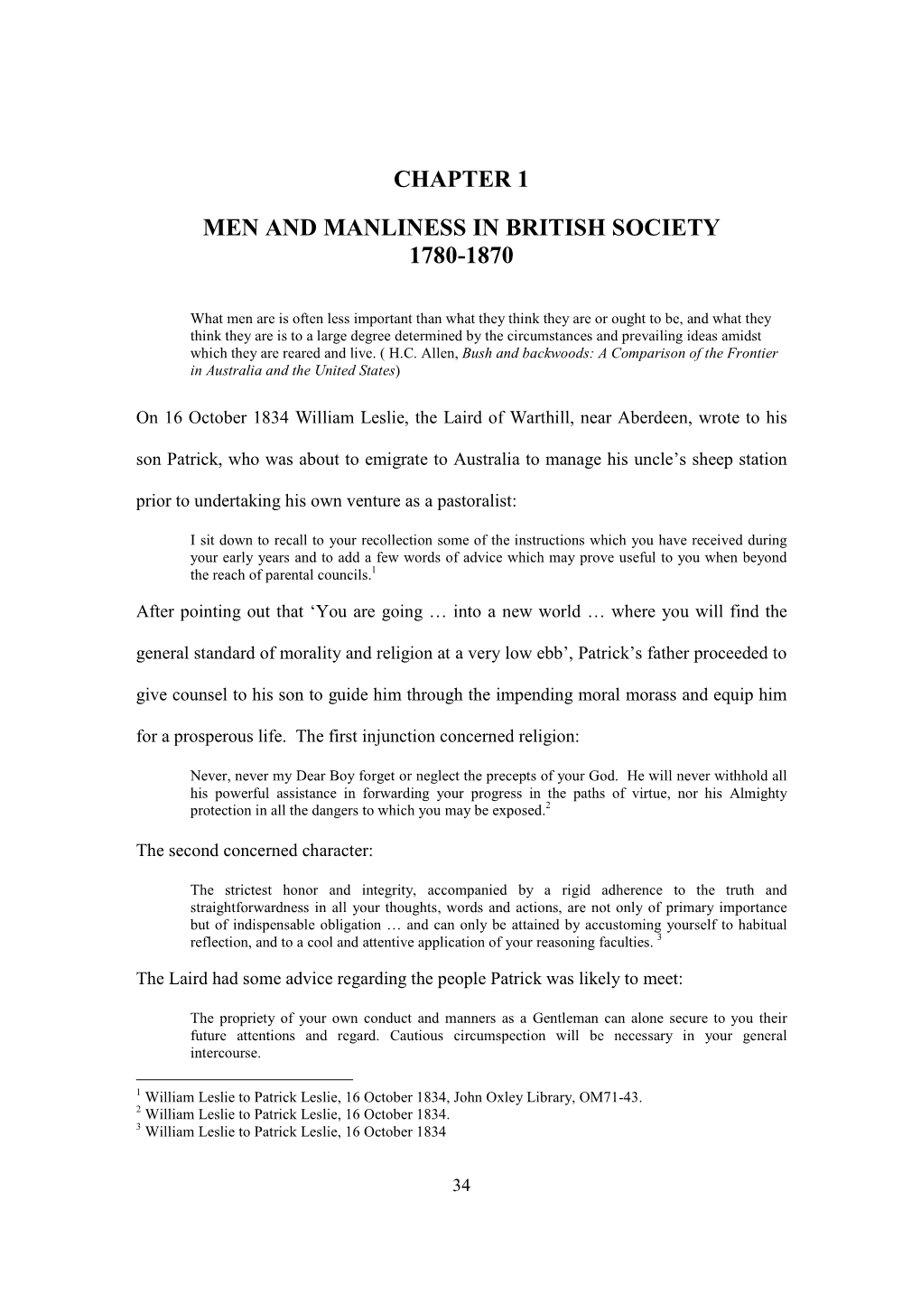 Chapter 1 Men and Manliness in British Society 1780-1870
