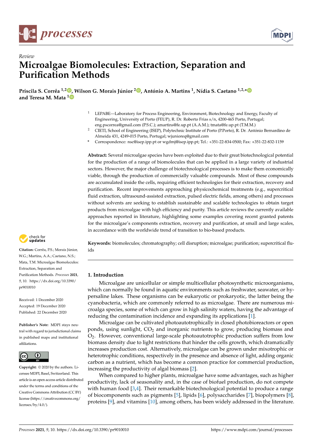 Microalgae Biomolecules: Extraction, Separation and Purification Methods