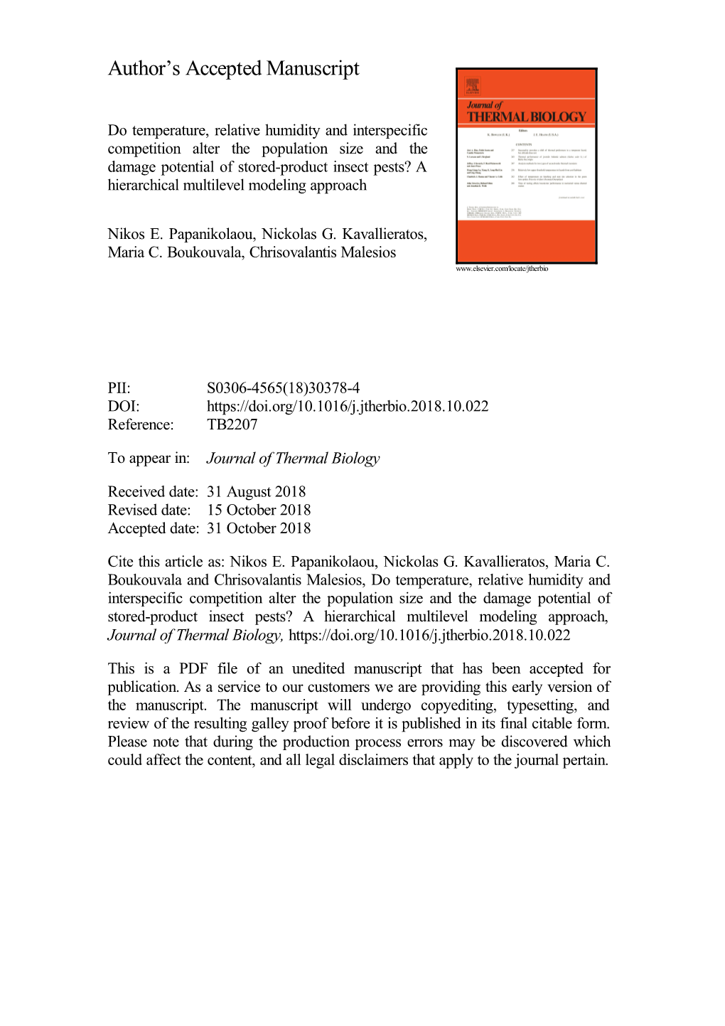 Do Temperature, Relative Humidity and Interspecific Competition Alter The