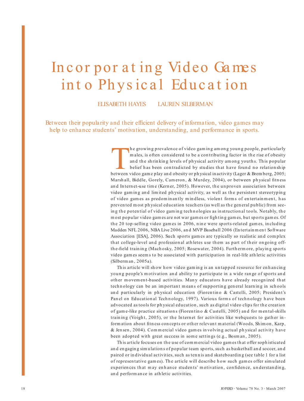 Incorporating Video Games Into Physical Education