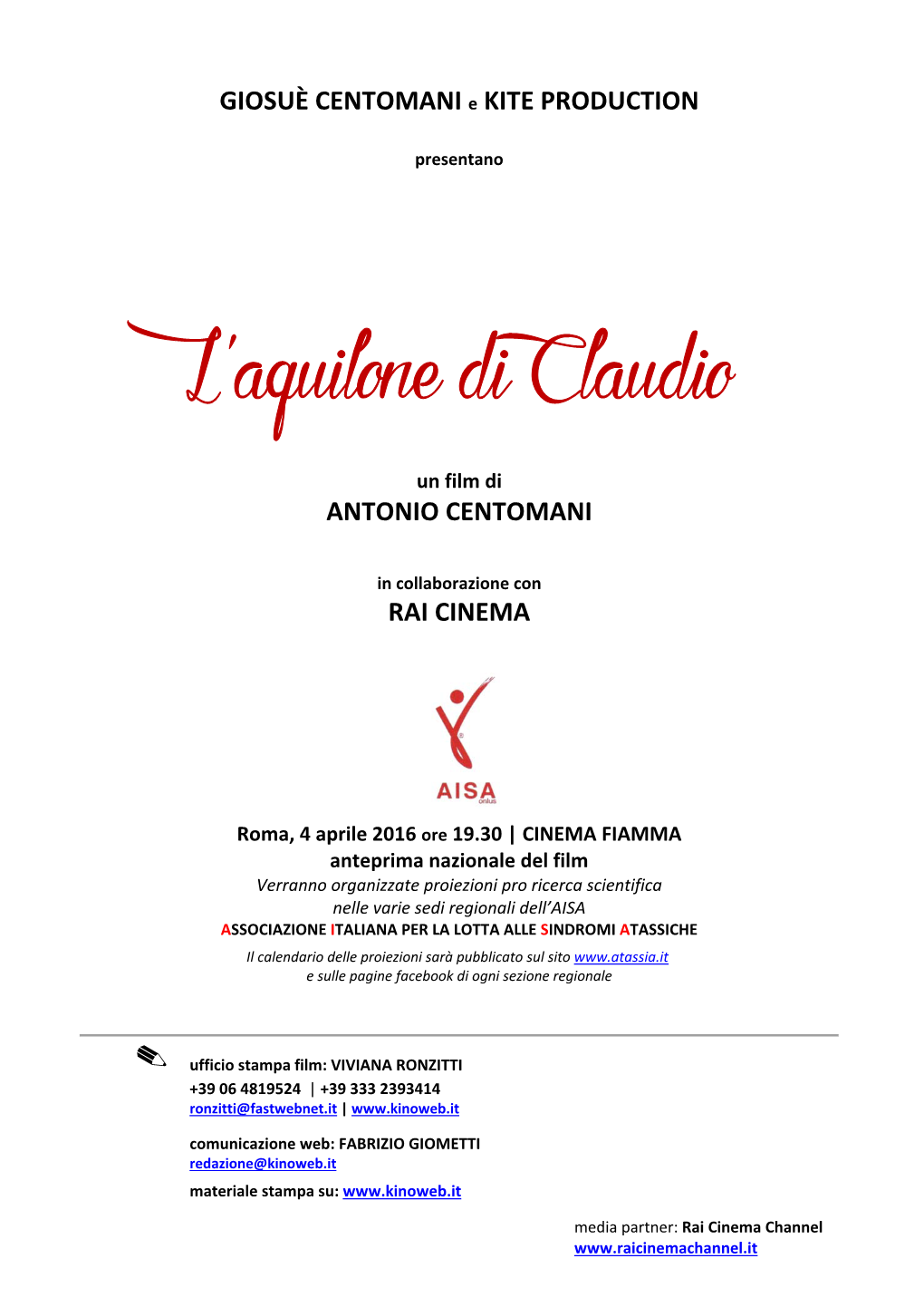 L'aquilone DI CLAUDIO Pressbook