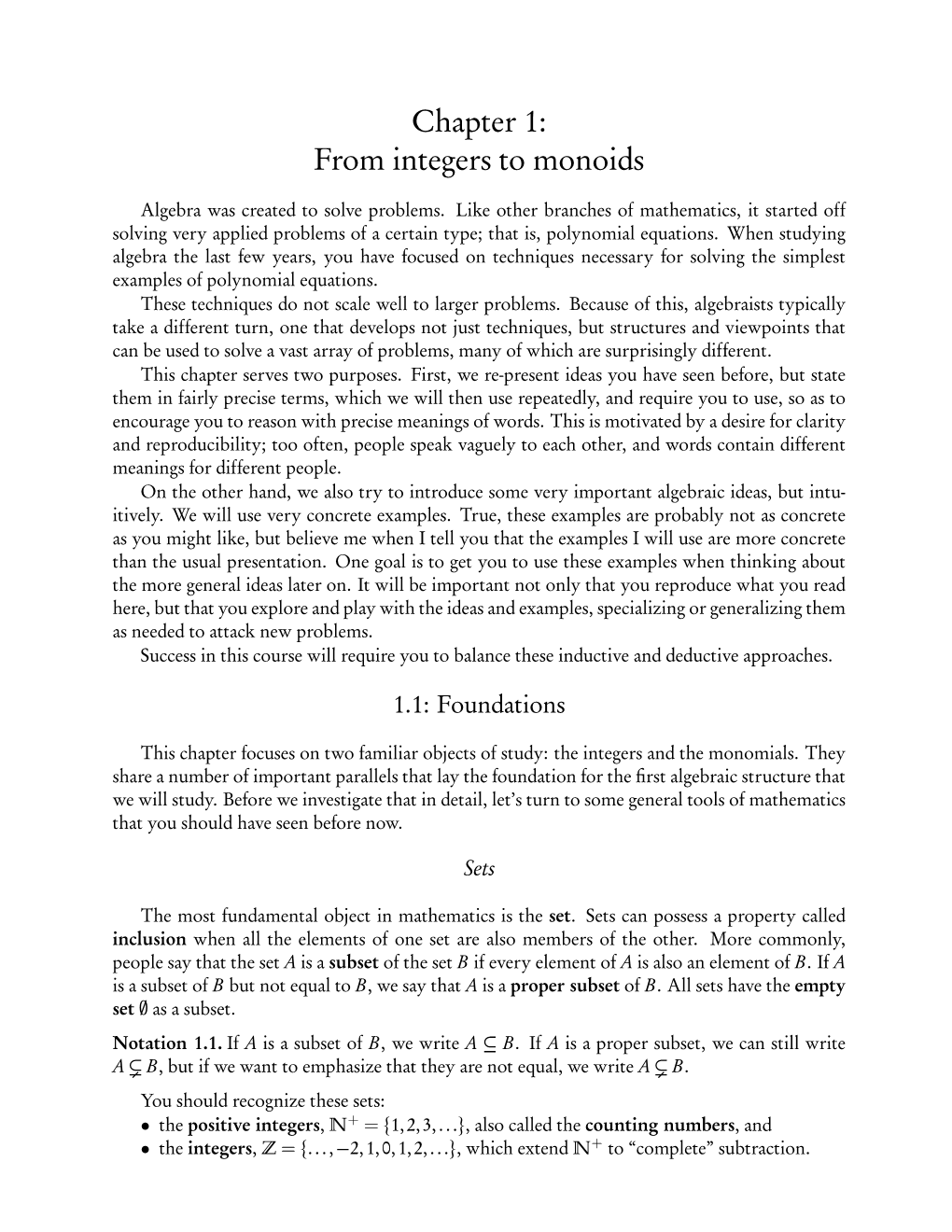 Chapter 1: from Integers to Monoids