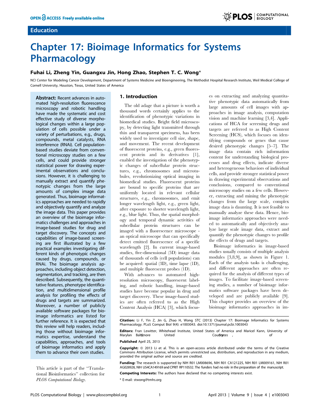 Bioimage Informatics for Systems Pharmacology