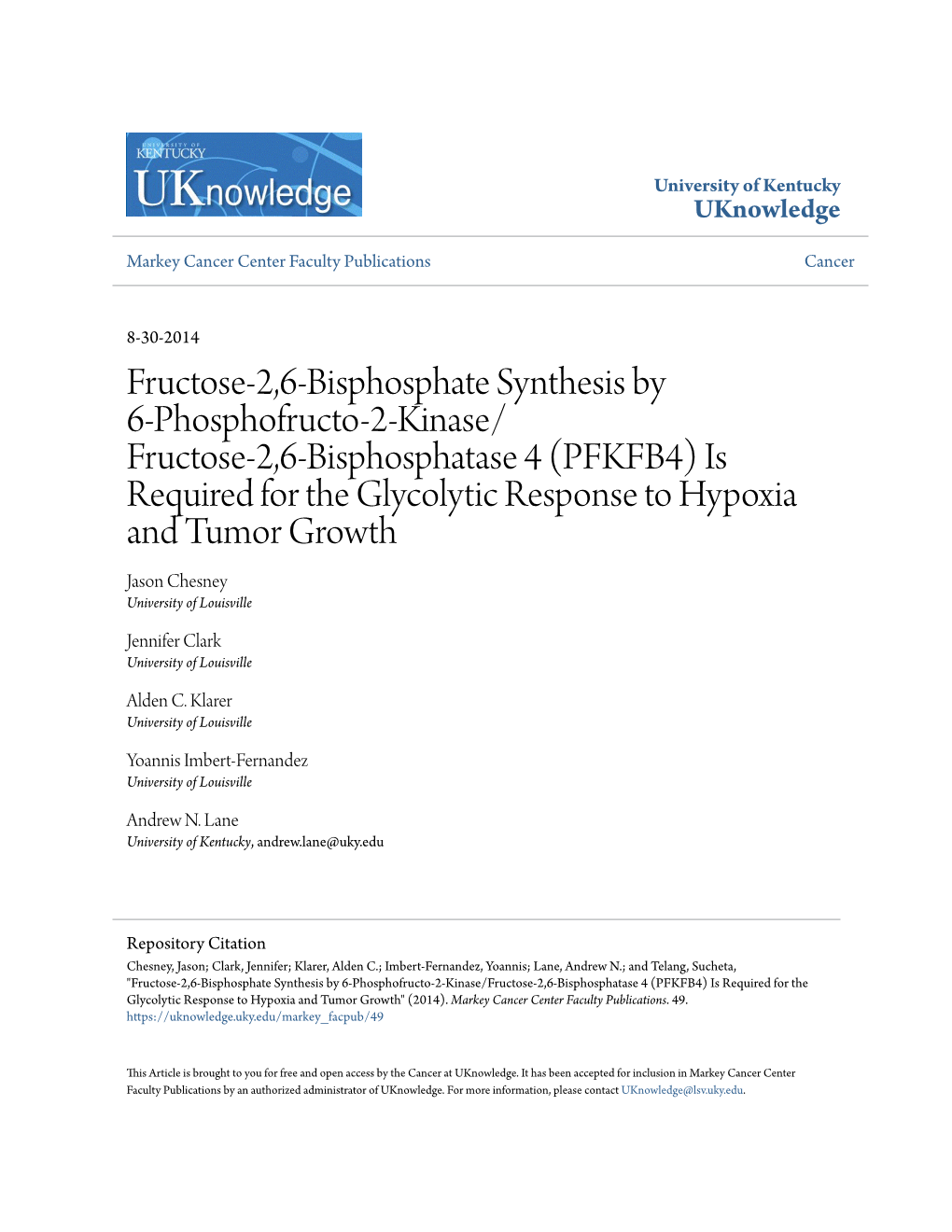 Fructose-2,6-Bisphosphate Synthesis by 6-Phosphofructo-2-Kinase