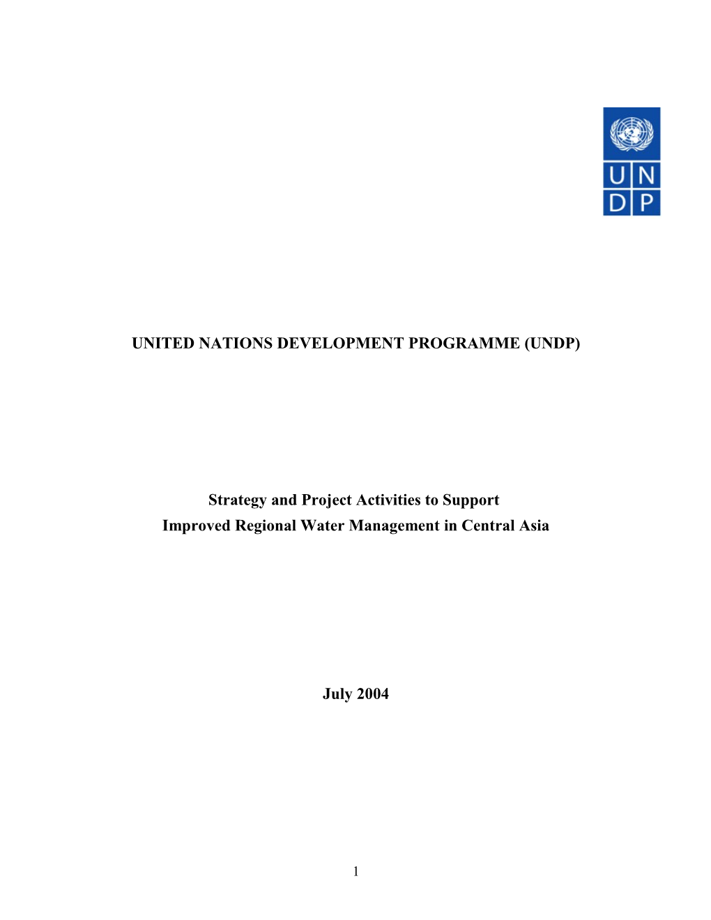 UNDP Central Asia Regional Water Strategy