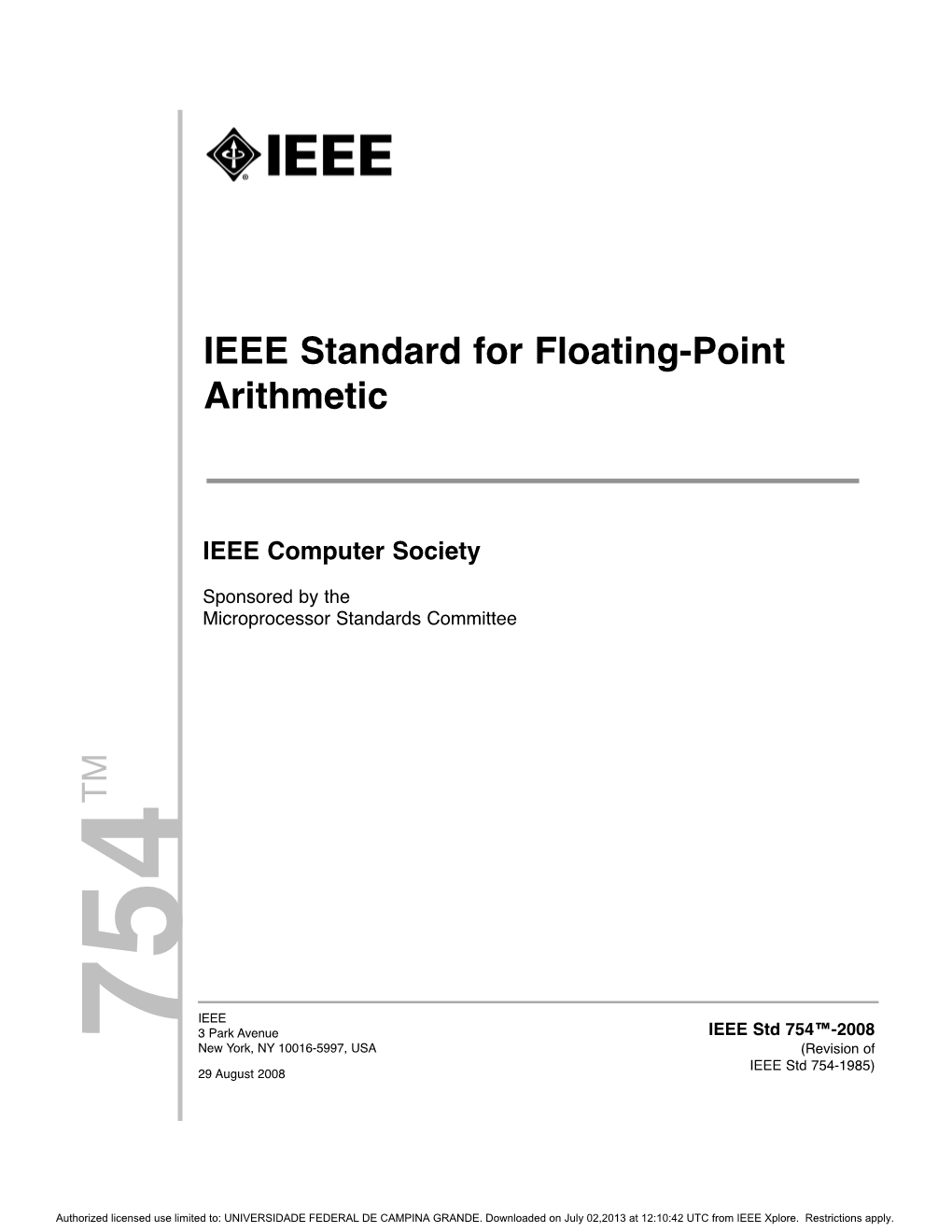 IEEE Standard for Floating-Point Arithmetic
