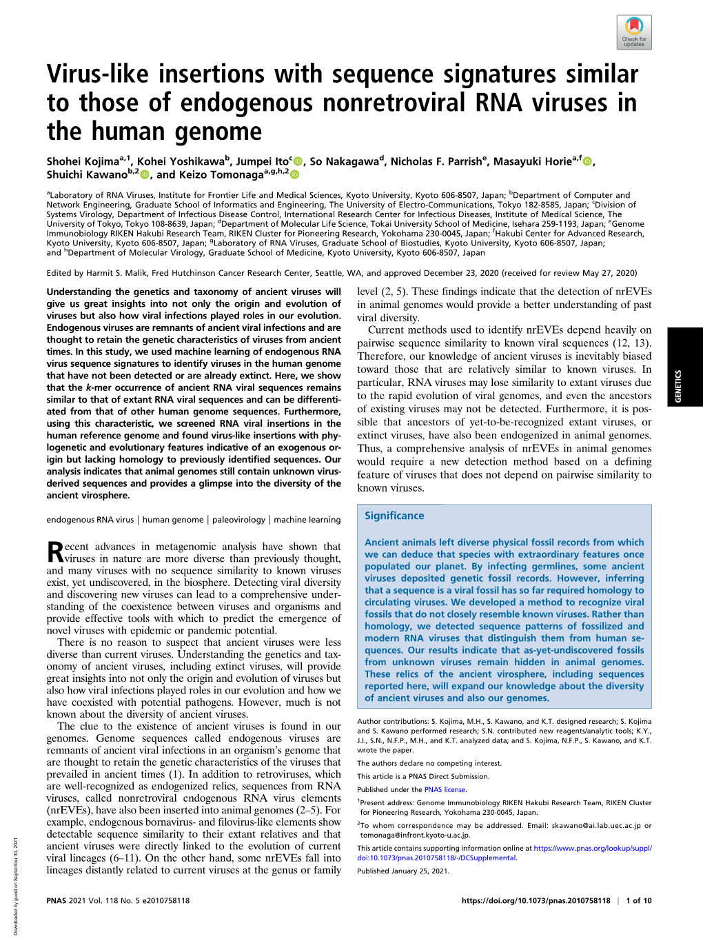 Virus-Like Insertions with Sequence Signatures Similar to Those of Endogenous Nonretroviral RNA Viruses in the Human Genome