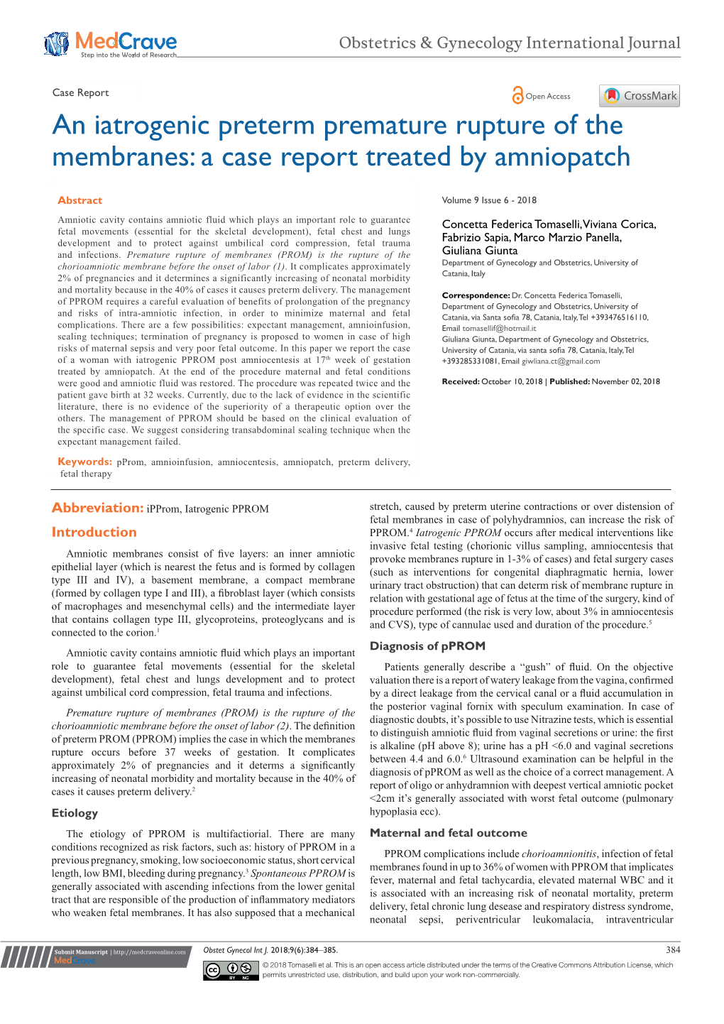 An Iatrogenic Preterm Premature Rupture of the Membranes: a Case Report Treated by Amniopatch