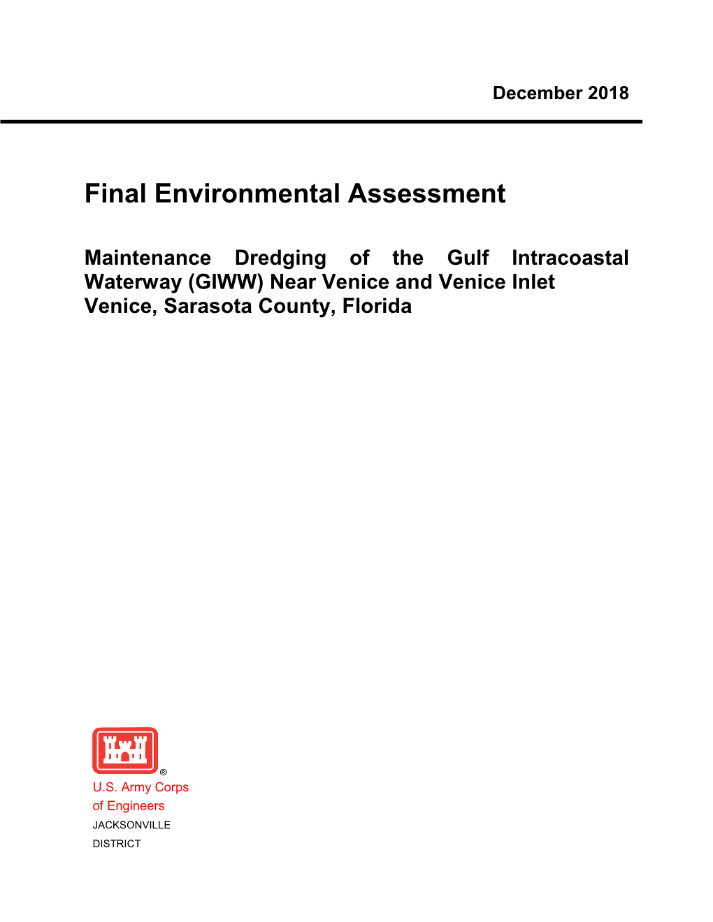 Final Environmental Assessment: Maintenance Dredging of the Gulf