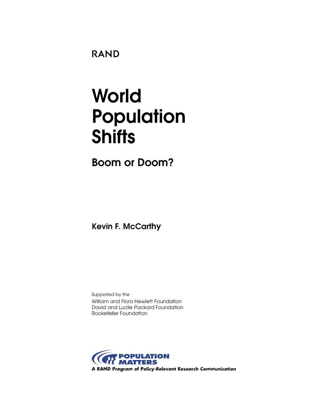 World Population Shifts: Boom Or Doom?