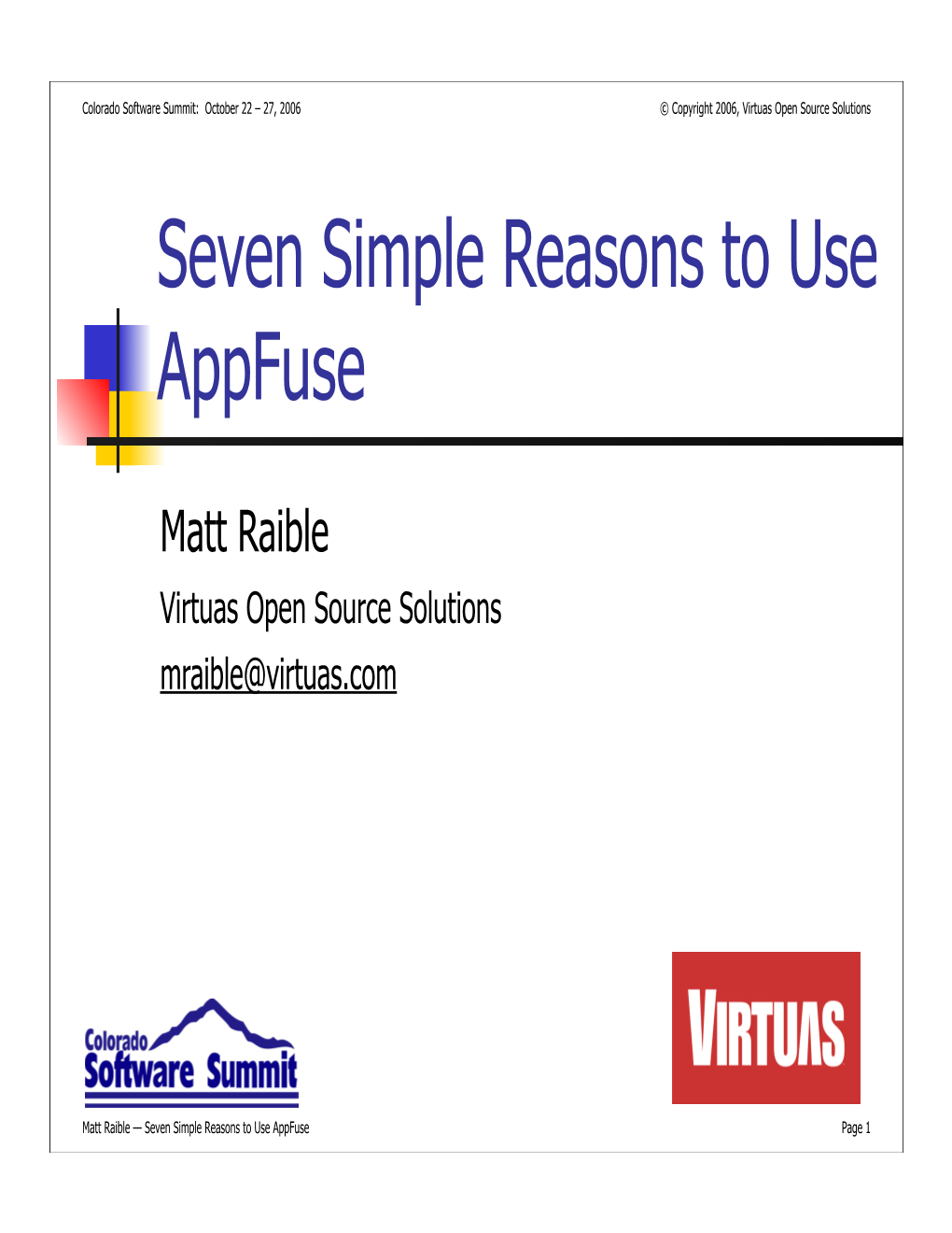 Seven Simple Reasons to Use Appfuse