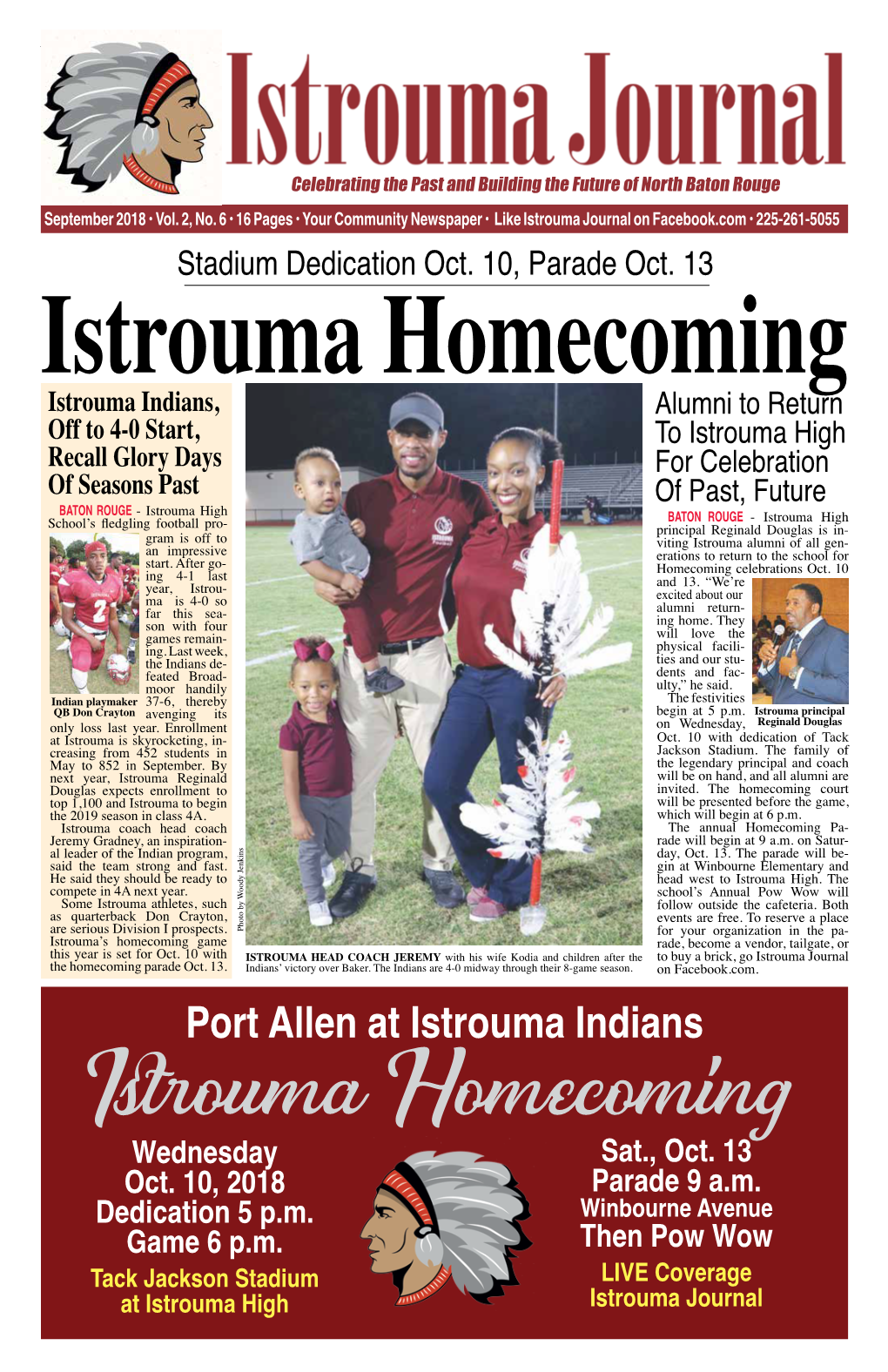 Port Allen at Istrouma Indians Istrouma Homecoming Wednesday Sat., Oct