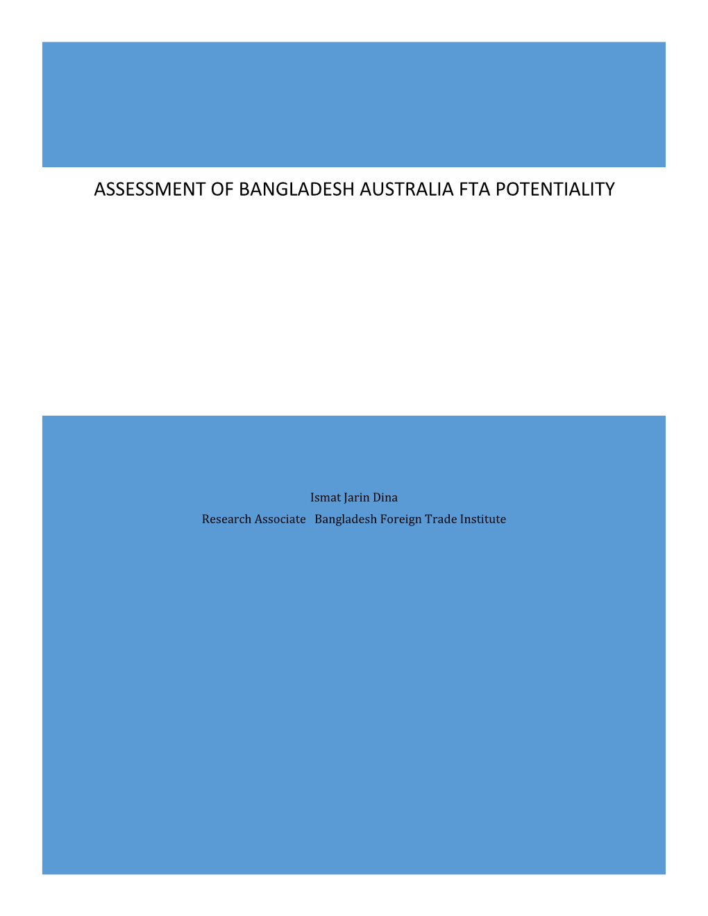 Assessment of Bangladesh Australia Fta Potentiality