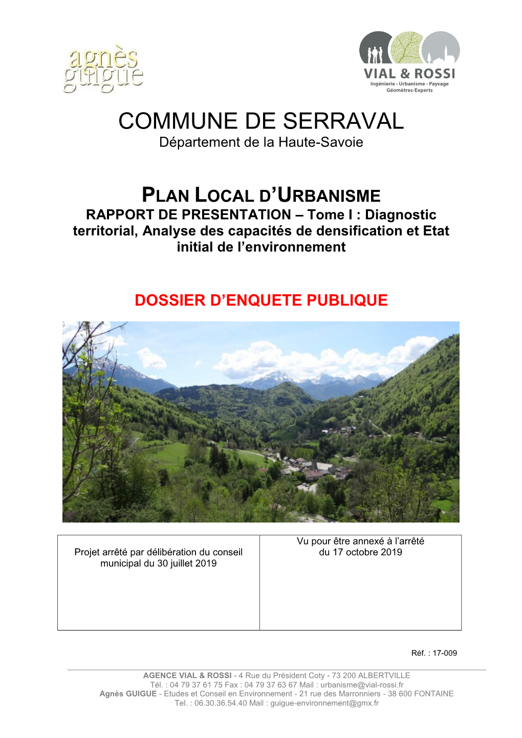 COMMUNE DE SERRAVAL Département De La Haute-Savoie