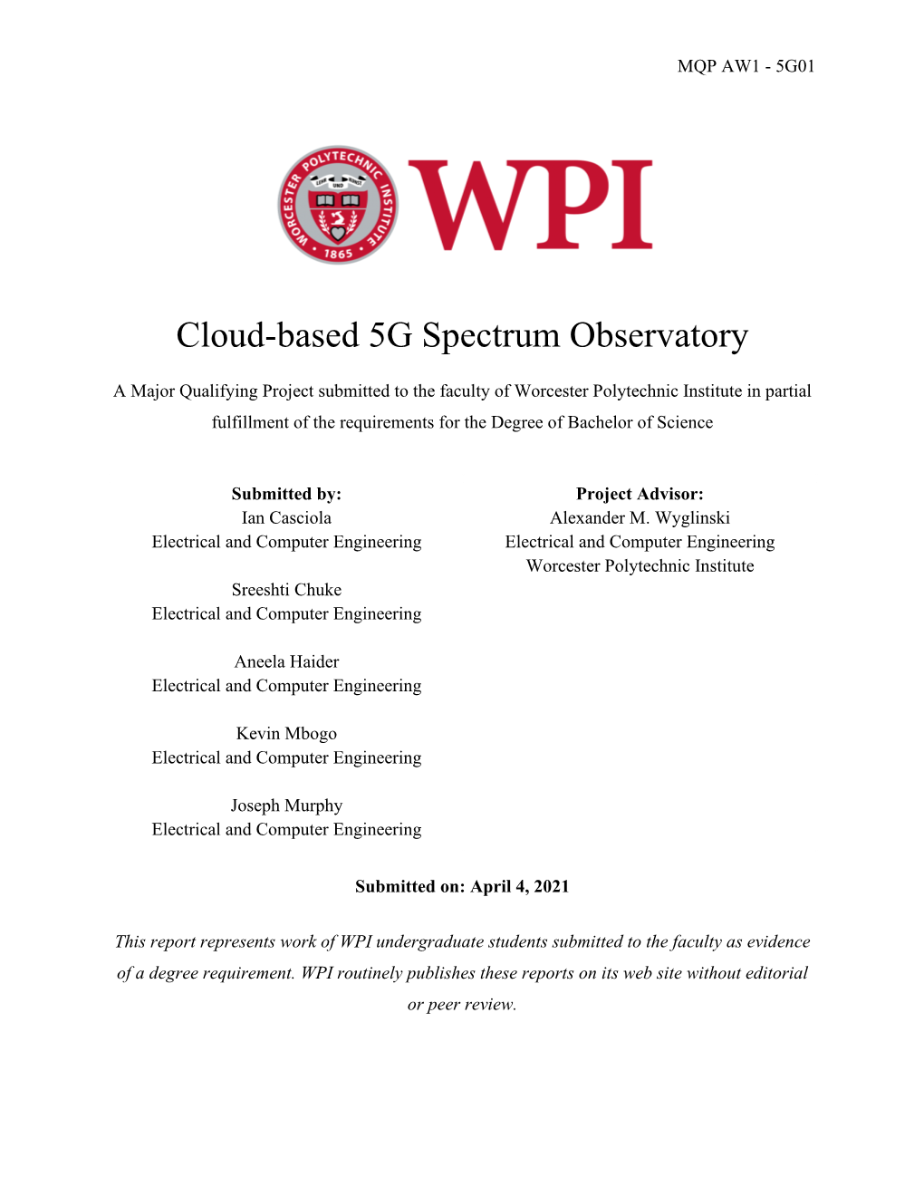 Cloud-Based 5G Spectrum Observatory