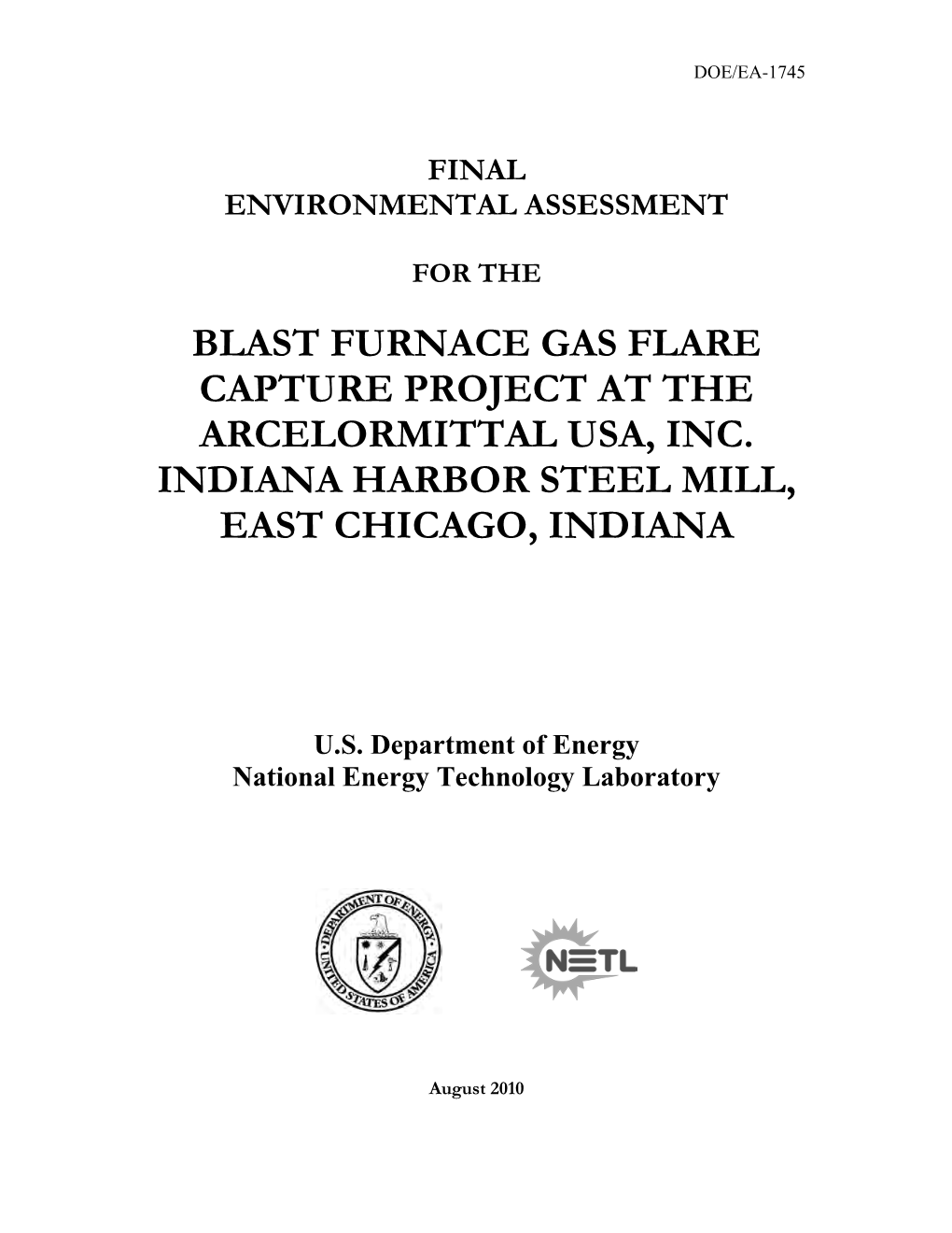 Blast Furnace Gas Flare Capture Project at the Arcelormittal Usa, Inc