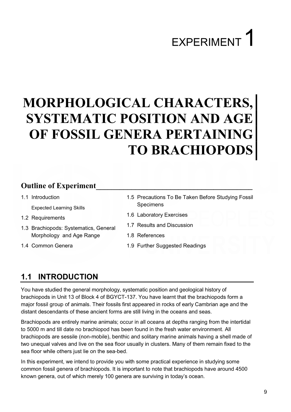 Morphological Characters, Systematic Position and Age of Fossil Genera Pertaining to Brachiopods