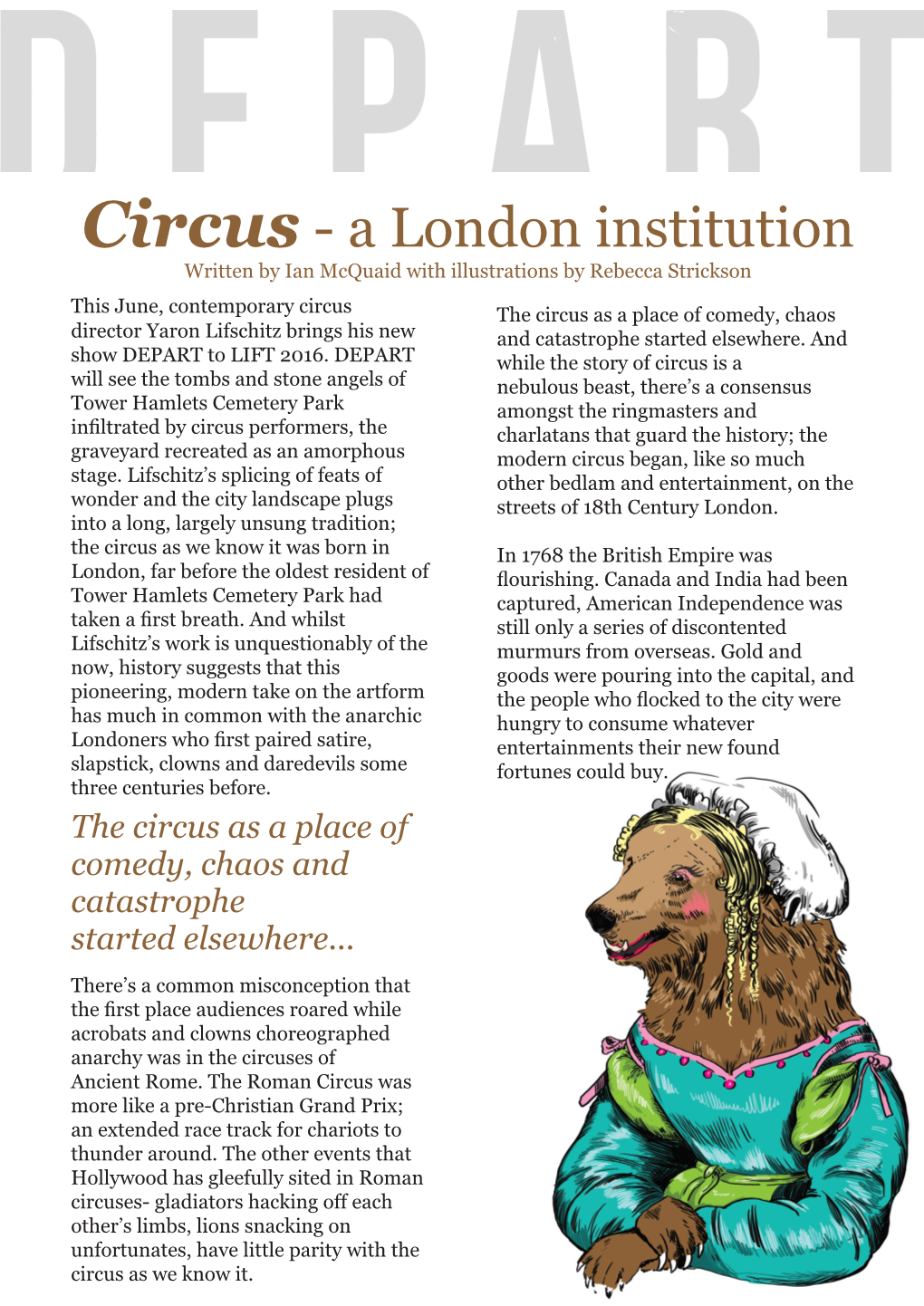 Circus - a London Institution Written by Ian Mcquaid with Illustrations by Rebecca Strickson