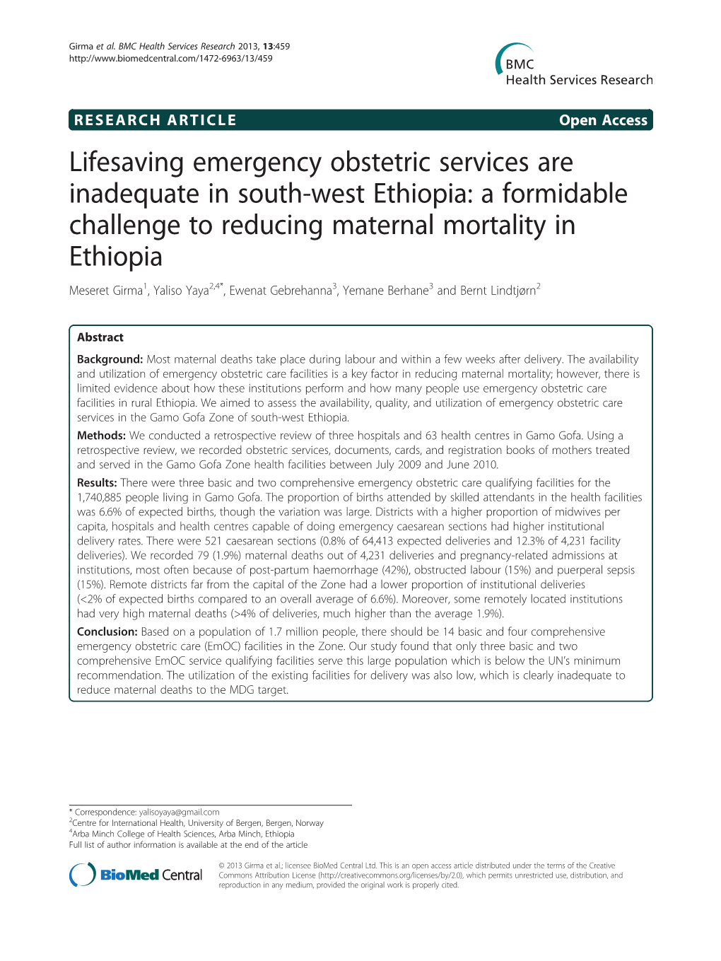 Lifesaving Emergency Obstetric Services Are Inadequate in South