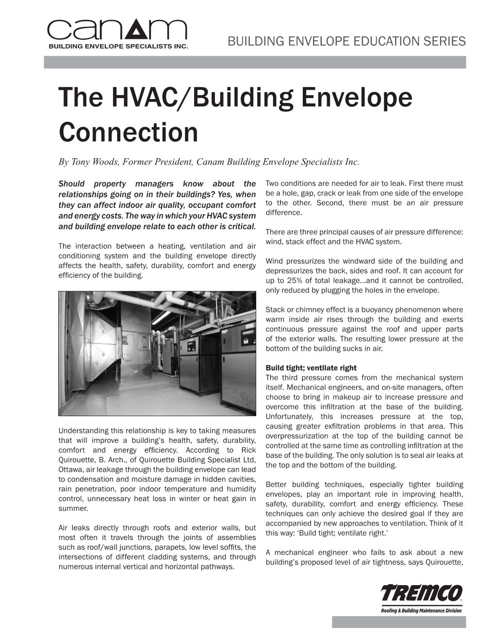 The HVAC/Building Envelope Connection by Tony Woods, Former President, Canam Building Envelope Specialists Inc