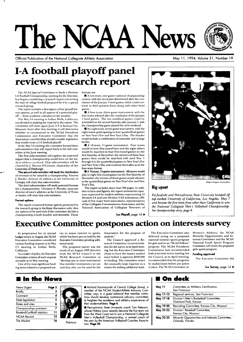 The NCAA News May 11, 1994 Thencaanews a Weekly Summary of Major Activities Within the Association