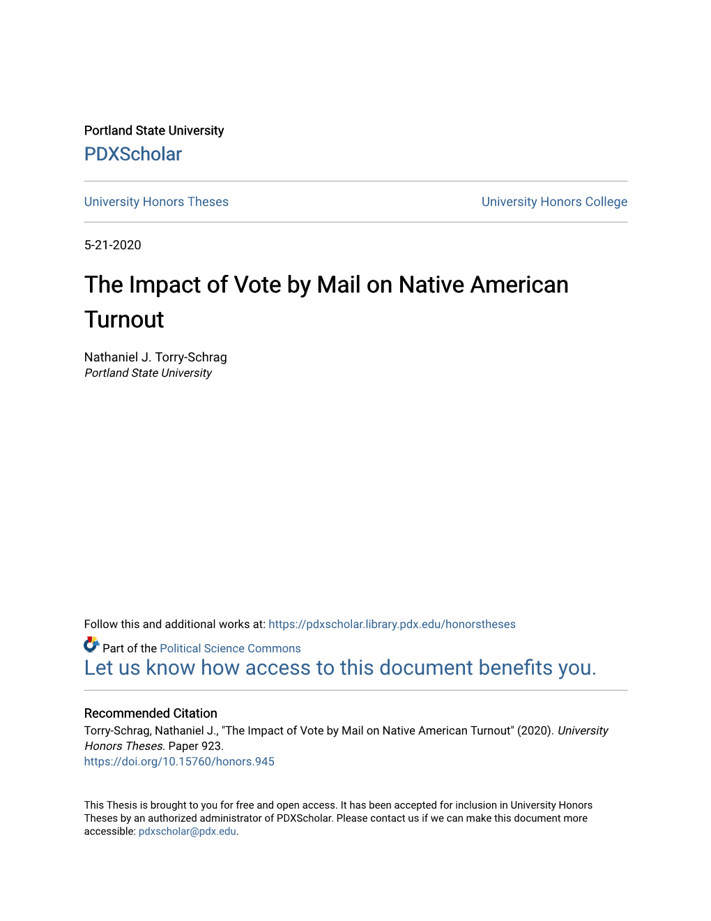 The Impact of Vote by Mail on Native American Turnout