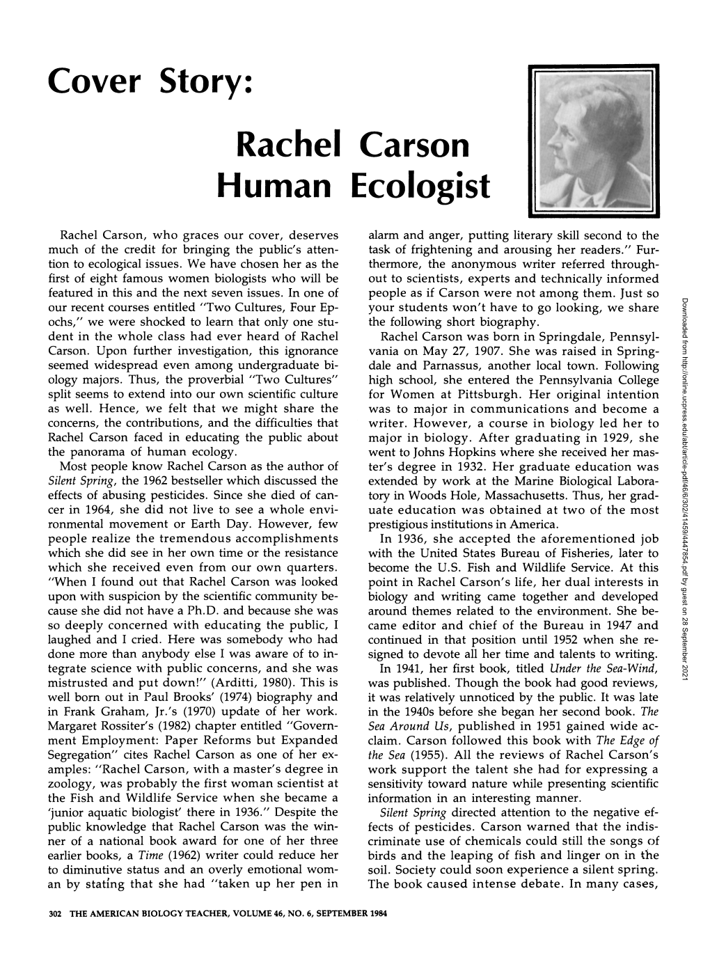 Rachel Carson Human Ecologist