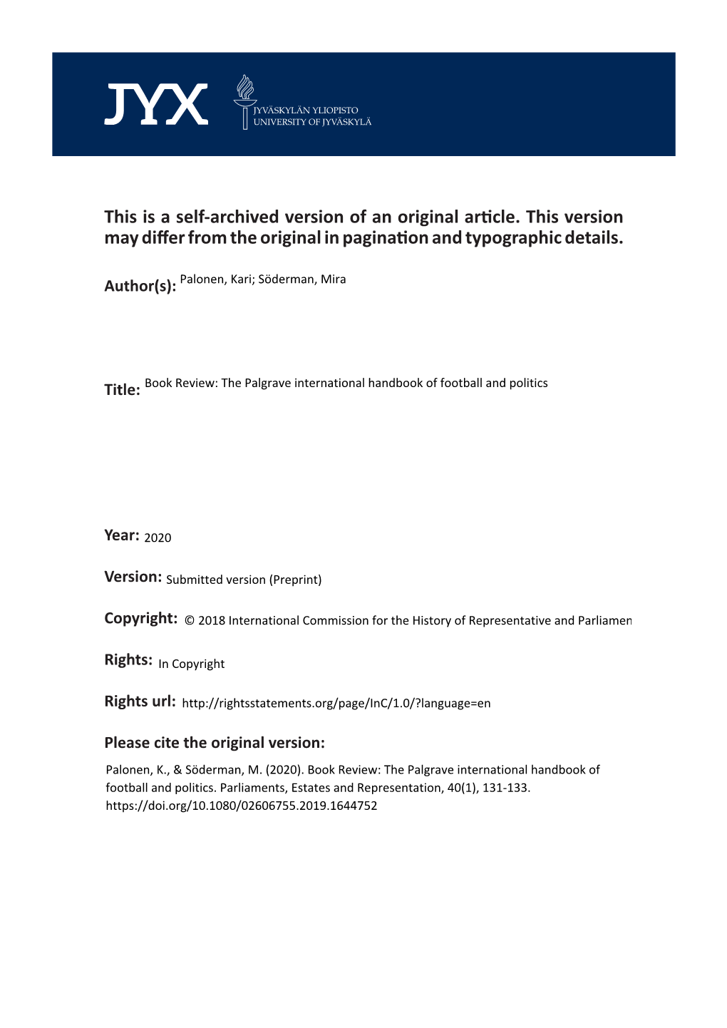 This Is a Self-Archived Version of an Original Article. This Version May Differ from the Original in Pagination and Typographic Details