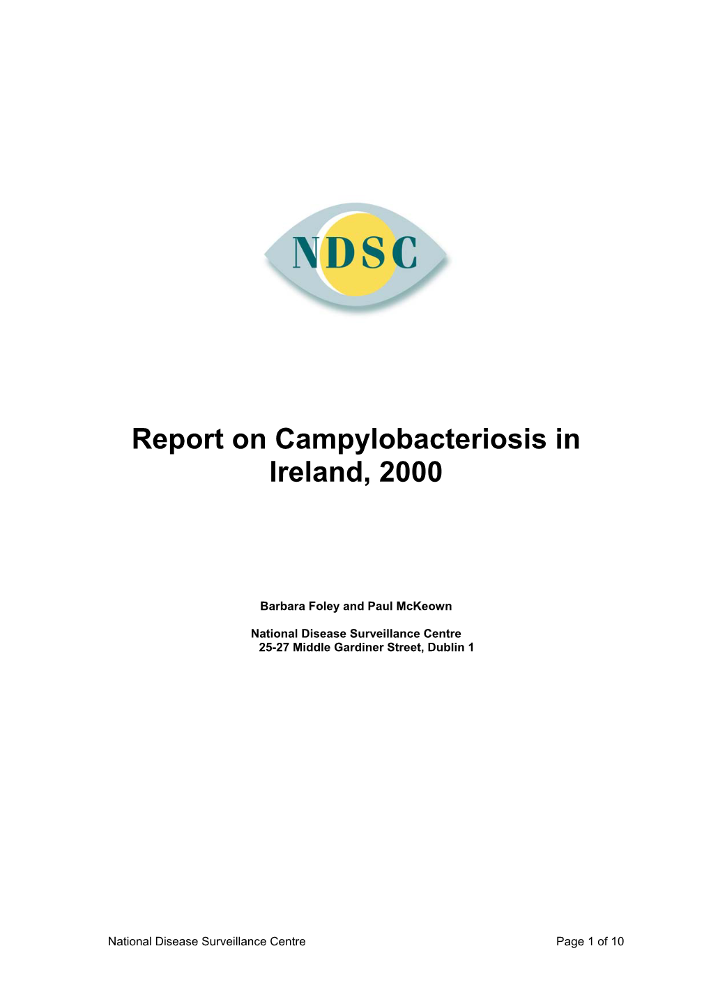 Report on Campylobacteriosis in Ireland, 2000