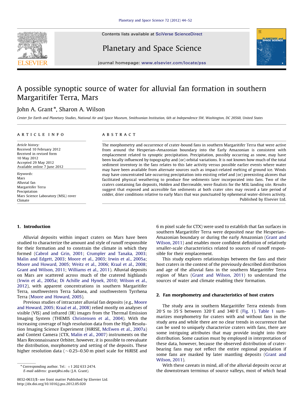 A Possible Synoptic Source of Water for Alluvial Fan Formation in Southern Margaritifer Terra, Mars