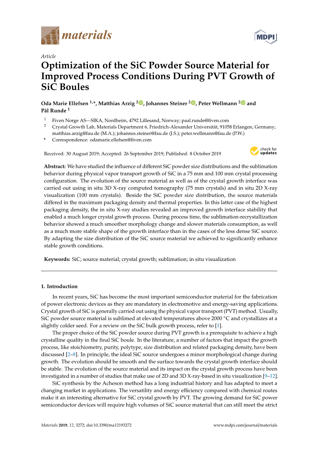 Optimization of the Sic Powder Source Material for Improved Process Conditions During PVT Growth of Sic Boules