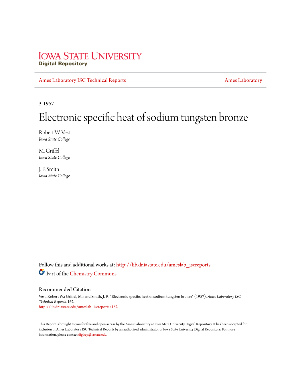 Electronic Specific Heat of Sodium Tungsten Bronze Robert W