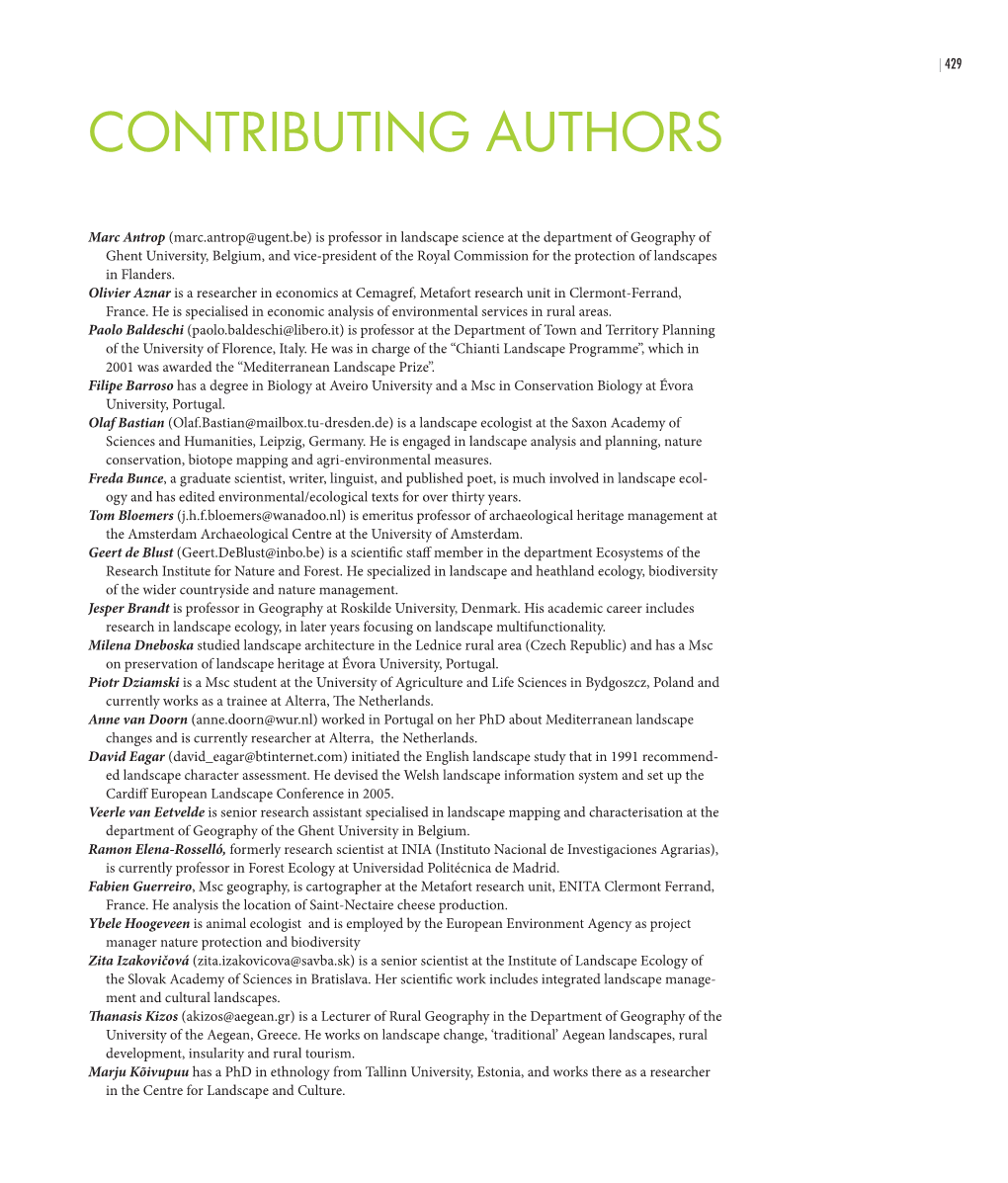 Contributing Authors