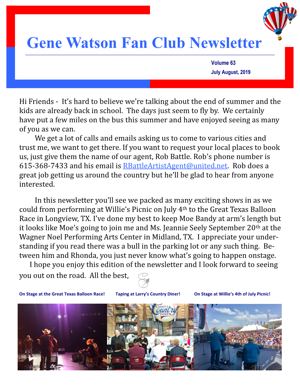 Gene Watson Fan Club Newsletter