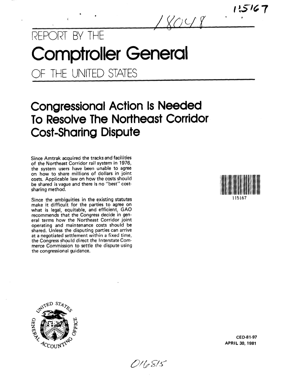 CED-81-97 Congressional Action Is Needed to Resolve the Northeast