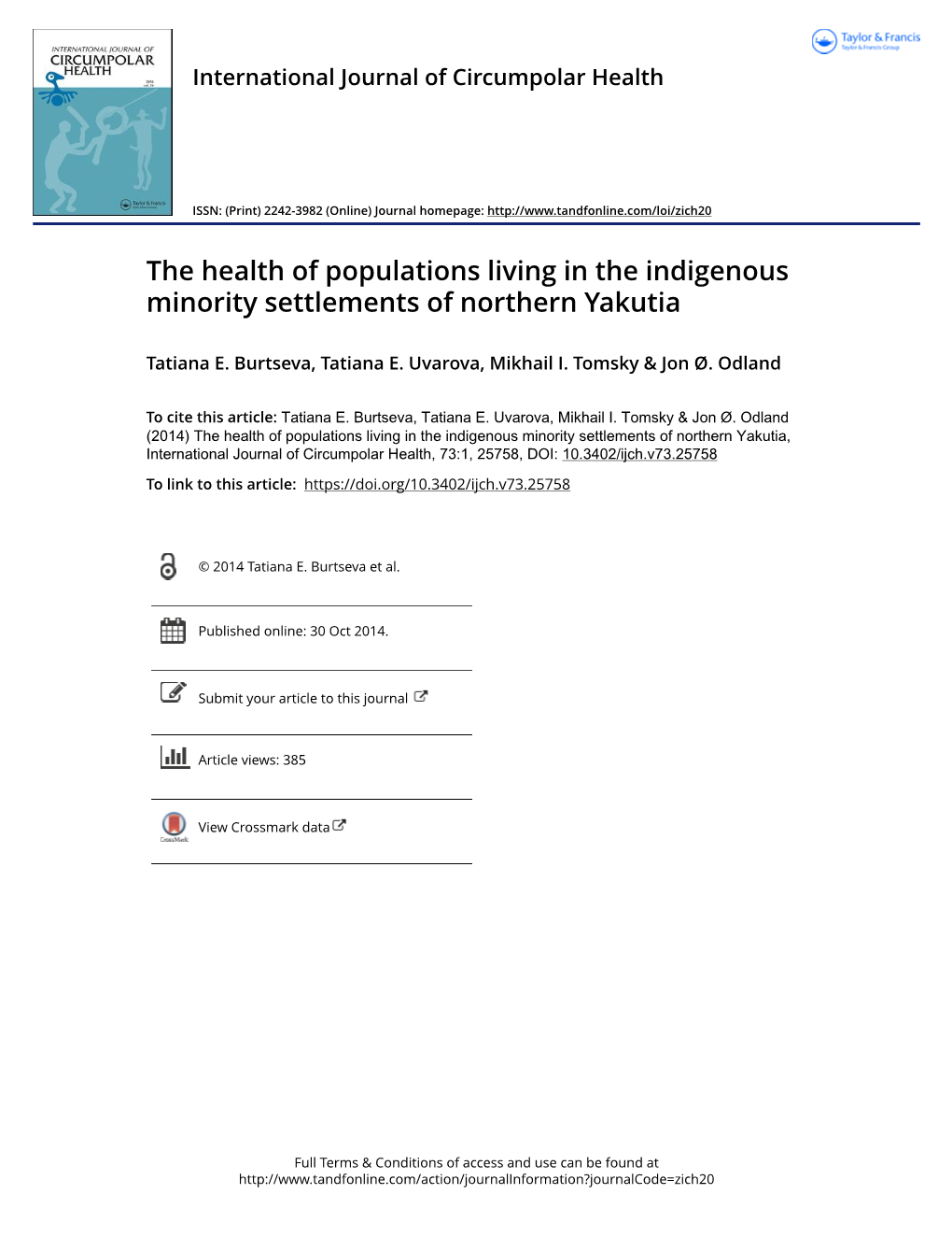 The Health of Populations Living in the Indigenous Minority Settlements of Northern Yakutia