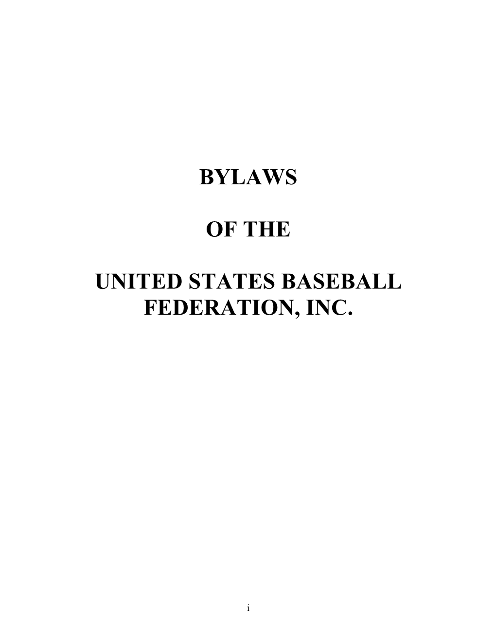 Bylaws of the United States Baseball Federation, Inc