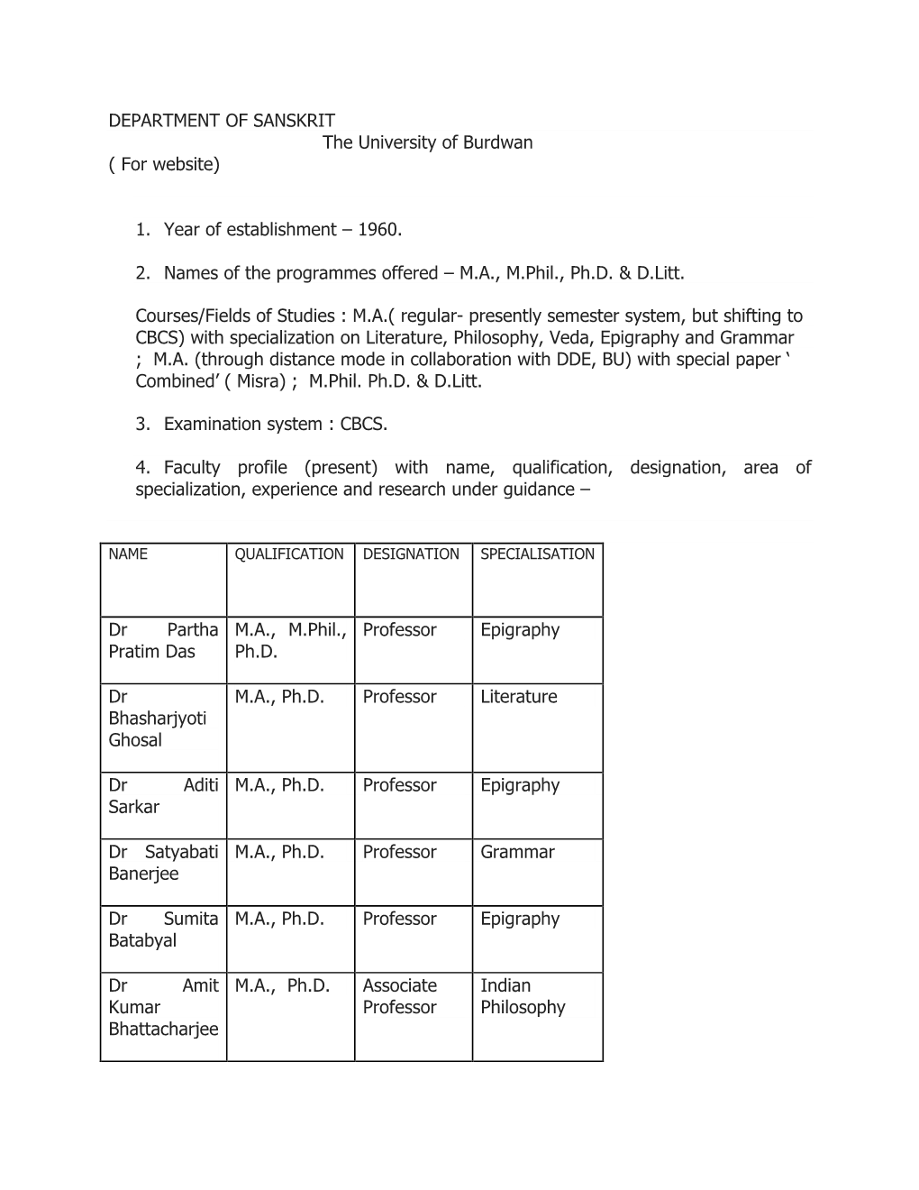 DEPARTMENT of SANSKRIT the University of Burdwan ( for Website)