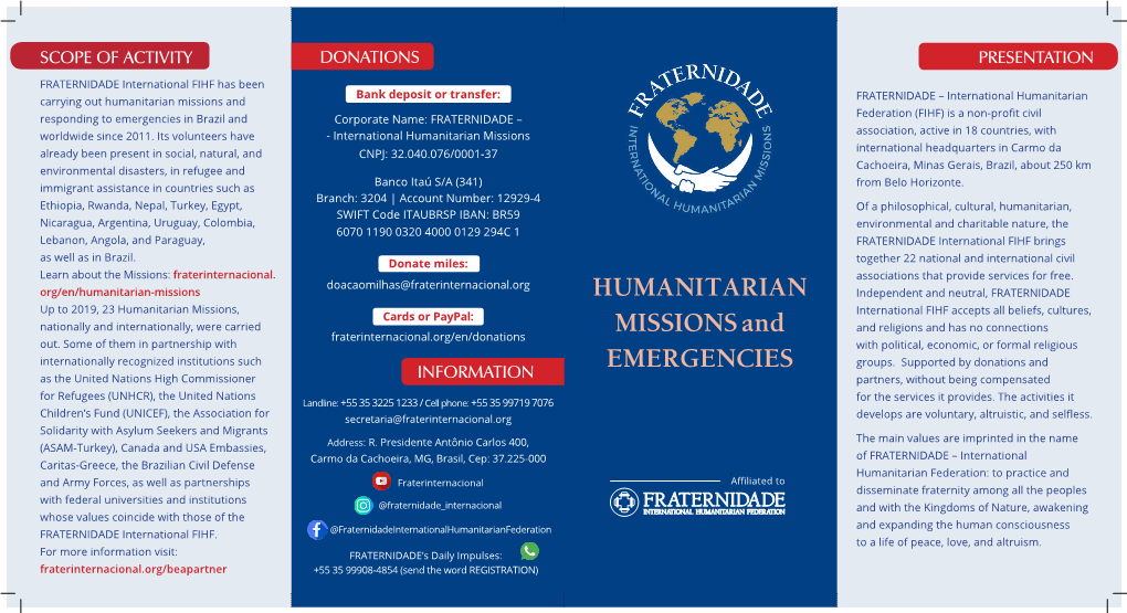 HUMANITARIAN MISSIONS and EMERGENCIES