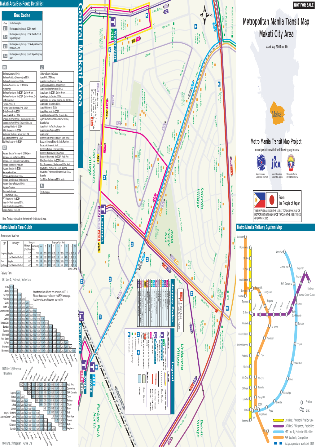 Metropolitan Manila Transit Map Makati City Area