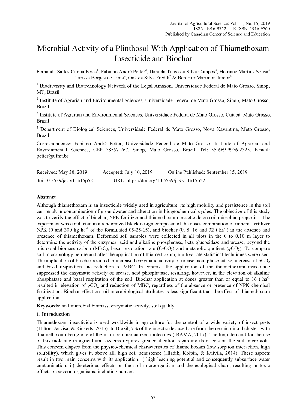 Microbial Activity of a Plinthosol with Application of Thiamethoxam Insecticide and Biochar