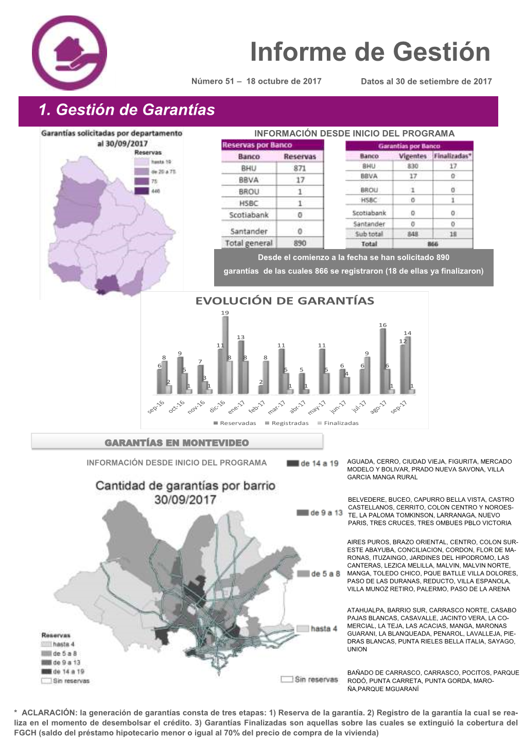 Informe De Gestión Número 51 – 18 Octubre De 2017 Datos Al 30 De Setiembre De 2017